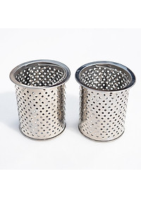 Bộ 2 giỏ lọc rác, nắp đậy giỏ lọc rác Inox dùng cho chậu rửa chén bát Inox