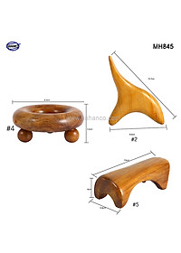 COMBO bộ 3 Dụng Cụ day ấn Huyệt Mát xa toàn thân kiểu Thái bằng gỗ Bách Xanh (MH845) Có mùi thơm dễ chịu - Chăm sóc sức khỏe