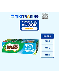Thùng 48 Hộp Sữa Nestlé Milo Ít Đường (180ml/ Hộp)