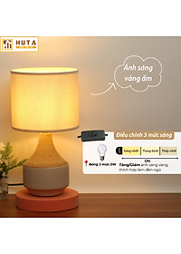 Đèn Ngủ Để Bàn Gốm Sứ Cao Cấp HUTA S14 Vân Màu Gỗ Độc Đáo Sang Trọng, Decor Trang Trí Phòng Ngủ, Khách Sạn, Đọc Sách Đầu Giường, Điều Chỉnh Độ Sáng, Ánh Sáng Vàng