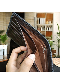 Ví Da Cá Sấu Vây Đuôi 2 mặt Rất Đẹp! ĐAN VIỀN THỦ CÔNG VÔ CÙNG CHẮC CHẮN