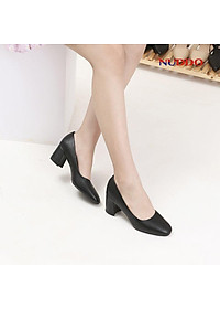 Giày cao gót nữ công sở cao cấp NUDDO mũi tròn da mềm gót vuông cao 5 phân_NU208