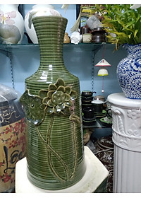 Lọ hoa men hỏa biến đắp nổi gốm sứ Bát Tràng