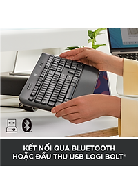 Bàn Phím Không Dây Logitech Signature K650 - Nhỏ gọn, gác tay tích hợp, tương thích Mac , Bluetooth & USB Bolt - Hàng chính hãng