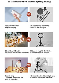 Gậy livestream thông minh kèm đèn DOXG-V6 - Điều chỉnh chiều cao lên đến 1.3m - Góc quay 360 độ - Gấp gọn dễ dàng - Sử dụng pin sạc dung lượng cao - Ánh sáng 3 màu, 7 chế độ - Kèm remote bluetooth chụp hình, quay phim từ xa