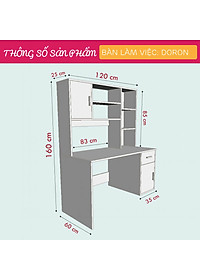 Bàn Học Bằng Gỗ MDF Liền Giá Sách SMLIFE Doron