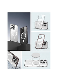Ốp lưng trong suốt sạc nam châm từ tính cho iPhone 15 Pro Max / 15 Pro / 15 Plus / iP 15 hiệu Likgus Crystal Magnetic - Trang bị đệm khí 4 góc, chống ố vàng, bảo vệ viền camera - Hàng nhập khẩu