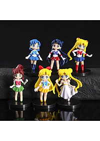 Bộ 6 đồ chơi mô hình Thủy Thủ Mặt Trăng Sailor Moon cao 7 cm (tặng kèm chân đế)