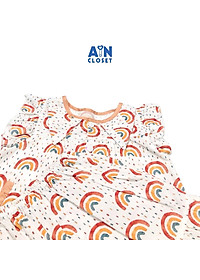 Bộ quần áo ngắn bé gái họa tiết Cầu vồng viền cam cotton - AICDBGQBYS94 - AIN Closet