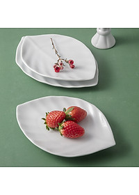 Đĩa lá xoắn bằng sứ trắng Long Phương (hàng thường)