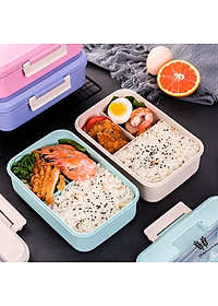 Hộp Cơm Văn Phòng Giữ Nhiệt Tiện Ích Hiện Đại 3 Ngăn Kèm Bộ Đũa Thìa INOX – Chất Liệu Lúa Mạch An Toàn Cho Sức Khỏe – Hàng Chính Hãng MINIIN