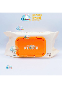 (Mẫu Mới) Combo 10 Gói Khăn Ướt Wesser Không Hương dành, Dạng Khăn Trơn An Toàn Cho Bé