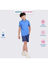 Áo polo bé trai Bigfox Miss Meow mùa hè chất cá sấu, áo có cổ đồng phục đi học size đại 7-15 tuổi 50kg