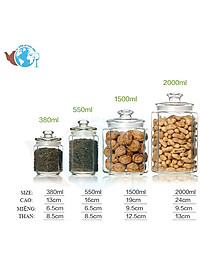 Hũ Thủy Tinh LỤC GIÁC Đựng Gia Vị 2000 Ml, Lọ Gia Vị Thủy Tinh, Hũ Đựng Thực Phẩm Khô,Lọ Muối Dưa- Hàng Loại 1-Chính Hãng MINIIN