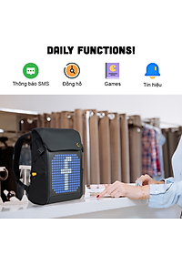 Balo Divoom – Pixoo Backpack-M có màn hình LED tùy chỉnh bằng APP, ngăn chứa lớn vừa Laptop 14 Inch, chống thấm nước cho hoạt động ngoài trời