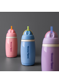 Bình uống nước giữ nhiệt có ống hút chống tràn, chống sặc Tommee Tippee ACTIVE STRAW, 266ml, cho bé từ 12 tháng – Xanh