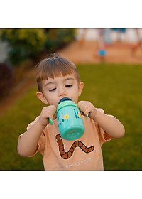 Bình tập uống nước có ống hút đáy nặng kháng khuẩn chống tràn, chống sặc Tommee Tippee SuperStar, 300ml, cho bé từ 6 tháng – Xanh lá