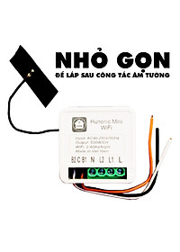 Công tắc Wifi Hunonic Mini 2 kênh 500W/kênh - LẮP SAU CÔNG TẮC ÂM TƯỜNG - Điều khiển từ xa bằng điện thoại