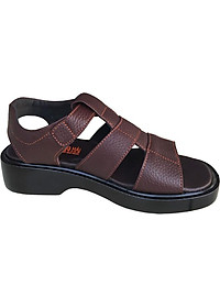 Giày sandal nam Trường Hải da bò thật mềm mại màu nâu đế PU nhẹ nhàng không trơn hình ảnh thật SD0474