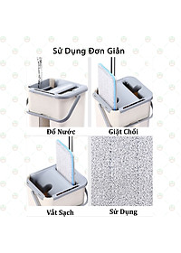 [Sạch Sẽ] [Chỉ TpHCM] Bộ Cây Lau Nhà Thông Minh KhoNCC Hàng Chính Hãng - Kèm Thùng Vắt 2 Ngăn - NLVQ-2975-BCLN (Ngẫu nhiên Màu)