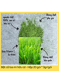 Bột cỏ lúa mì hữu cơ sấy lạnh Dalahouse - Hộp 20 gói 3gr tiện lợi - Hỗ trợ thải độc Gan và Máu, Ngăn ngừa và hỗ trợ tiểu đường, Hỗ trợ tiêu hóa, giảm táo bón