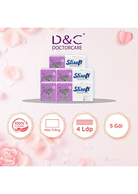 Combo 5 Giấy ăn Slisoft Trắng tự nhiên đa năng,khăn giấy rút không chất tẩy trắng an toàn cho cả gia đình