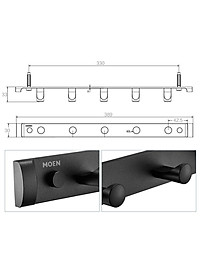 Thanh móc áo phòng tắm 5 móc dòng Cologne Moen - ACC2709BLK