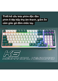 Bàn phím cơ ZIYOULANG K6 cao cấp - Phím cơ gaming 100 phím trục cơ kết nối bluetooth và USB, tuổi thọ 50 triệu lần bấm - Hàng nhập khẩu