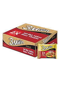 Thùng 30 Gói Mì 3 Miền Gold Bò Hầm Rau Thơm 75g