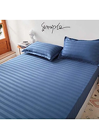 Bộ Ga Gối Cotton Kẻ 3F Lidaco Chuyên Dụng Cho Homestay, Khách Sạn - Xanh Biển