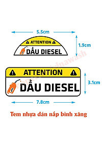 Tem nhựa dán nắp bình xăng, cảnh báo đổ xăng A95, đổ dầu Diesel cho xe hơi