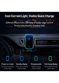 Đế Sạc Không Dây Trên Xe Hơi Siêu Nhanh Công Suất 15W Có Thể Gắn Cửa Gió Hoặc Hút Chân Kính Chính Hãng Baseus