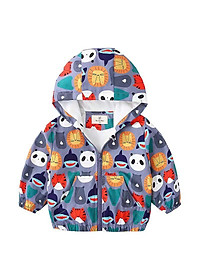 Áo khoác gió bé trai 2-7 tuổi 2 lớp in hình ngộ nghĩnh, Áo gió cho bé xuất Hàn bên trong lót cotton hàng Quảng Châu
