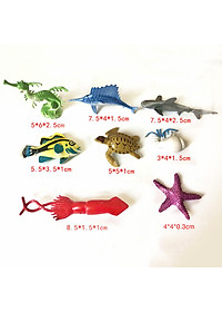 Bộ Mô Hình Nhựa Đồ Chơi 8 con Cá Ngựa Cá Kiếm Cá Mập Rùa Ốc Mực Sao Biển PB15