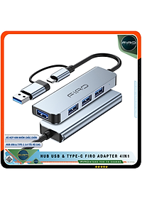 Hub USB 3.0 FIRO Và Hub Type C FIRO - Bộ Chia Cổng USB FIRO - HUB Chuyển Đổi Dành Cho Laptop, PC - Hỗ Trợ Sạc Pin, Kết Nối Đa Năng Ổ Cứng , Bàn Phím, Chuột, Máy In, Thiết Bị Ổ Chia USB - FIRO Type C Adapter 4in1 - Hàng Chính Hãng