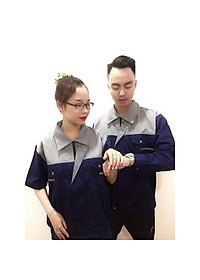 Áo bảo hộ lao động nam nữ khóa kéo SHUNI -012A vải kaki liên doanh loại dày