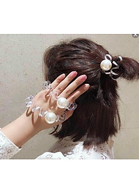 Set 3 kẹp càng cua kèm 2 dây buộc tóc xoắn đính hạt hàn quốc
