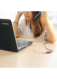 Dây chuyển đổi 3.5mm đực sang hai đầu 3.5mm cái (1 đầu hỗ trợ Mic, 1 đầu hỗ trợ tai nghe) UGREEN AV141 - Hàng chính hãng