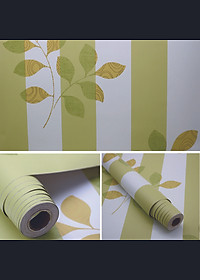 Giấy dán tường Sọc Xanh Lá Phong Cách Hàn Quốc Khổ 10M WP0422 HPMWallpaper
