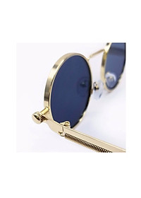 Kính râm, Kính mát Mắt tròn xoe chống nắng chống uv gọng kim loại lò xo (ĐEN)