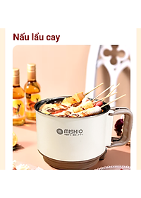 Nồi Lẩu Điện Mini 1.5L Mishio MK392 600W lòng nồi inox 304 không gỉ sét - hàng chính hãng