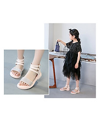 Sandal bé gái 3 - 12 tuổi quai ngang da mềm nạm kim sa duyên dáng SG29