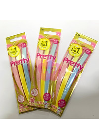 Dao Cạo Lông Mày Cán Dài Kai Pretty 01628-GA0053 (Set 3 cây)
