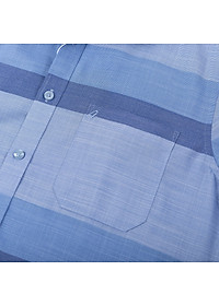 Áo Sơ Mi Nam Thương Hiệu Anton Dài Tay Công Sở Trung Niên Vải Cotton Họa Tiết Kẻ Caro Màu Xanh - 8566