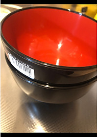 Combo 02 Bát nhựa Nakaya màu đen lòng đỏ - Nội địa Nhật Bản