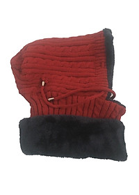 Mũ len kèm khăn cổ lót lông ấm áp cho người lớn tuổi mùa đông