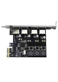 Four Ports USB 3.0 Super Fast 5Gbps PCI-E Expansion Card PCI Express Adapter Converter Card 6A Power Supply Module For - Black