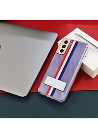 Ốp lưng chống sốc trong suốt cho Samsung Galaxy S21 Ultra hiệu Likgus Thom Brow (chất liệu cao cấp, thiết kế thời trang họa tiết 3 sọc màu) - hàng nhập khẩu