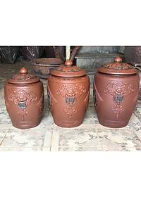 Hũ sành đựng rượu gạo gốm sứ Bát Tràng loại 20L (15Kg gạo)