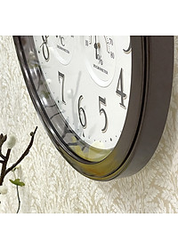 Đồng hồ treo tường Nhật Bản RHYTHM 8MGA37SR06 – KT 33.0×4.7cm, Dùng PIN.  Đo Độ ẩm, nhiệt độ.